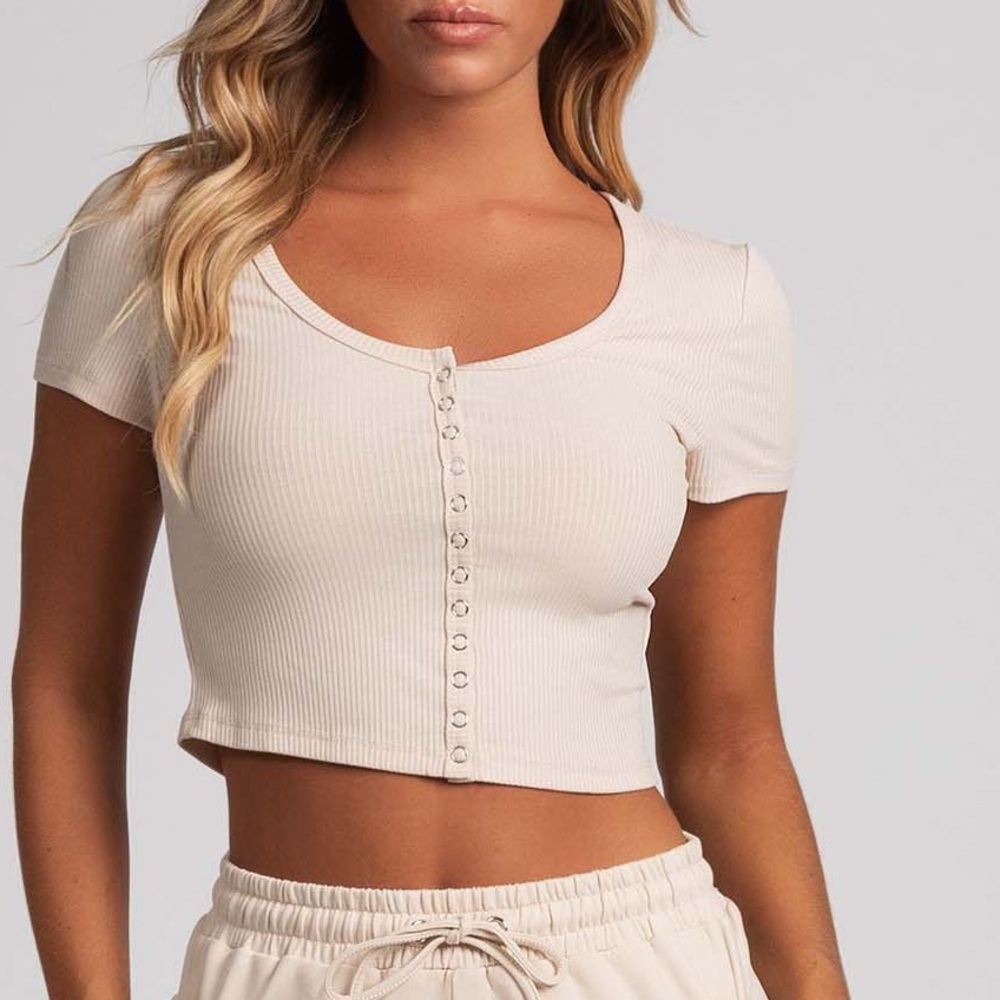 Meshki nude ribbed crop top